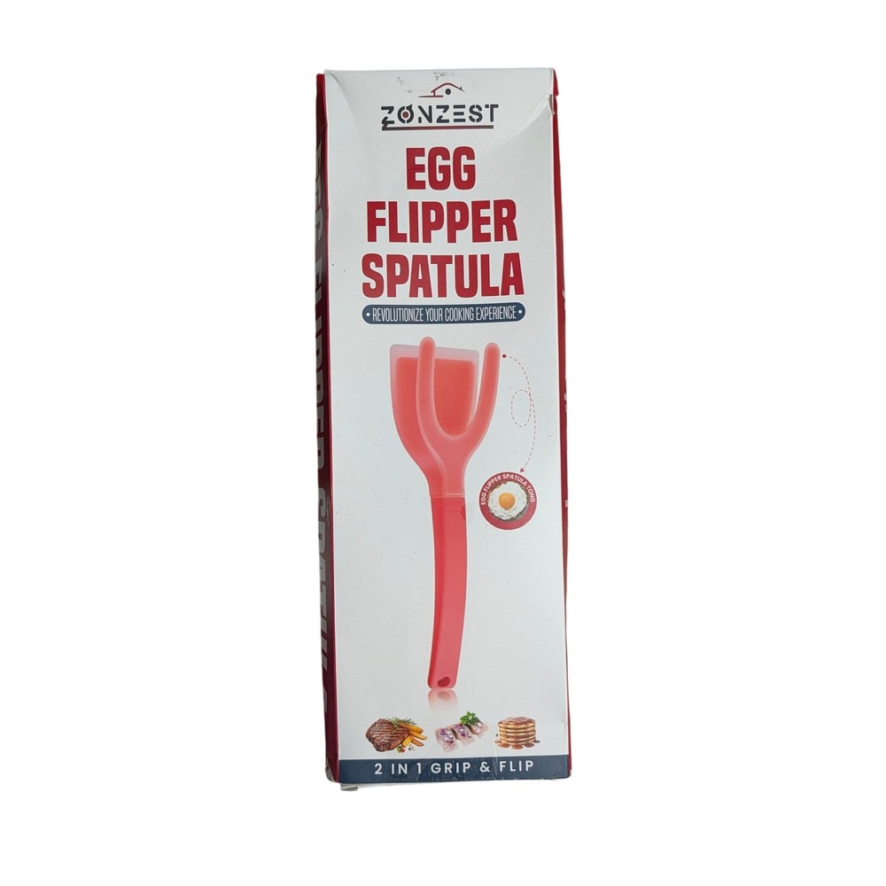 Zonzest Egg Flipper Spatula 2 in 1 Grip and Flip‎ Red Silicone Kitchen Tool NEW